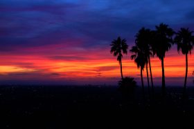 A classic winter sunset in Orange County, California