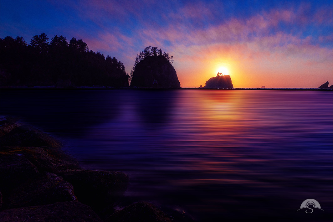 A saturated sunset at La Push beach near Forks, Washington